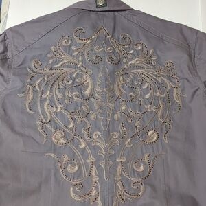 Toku Men’s Button Down Long Sleeve Shirt Dressy Casual Embroidery Size S